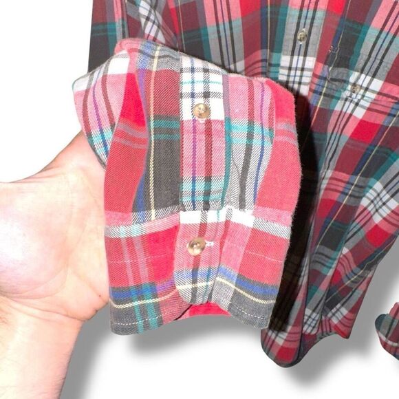 GANT Red Plaid Cambridge Flannel Button Down Sz L - Picture 6 of 8